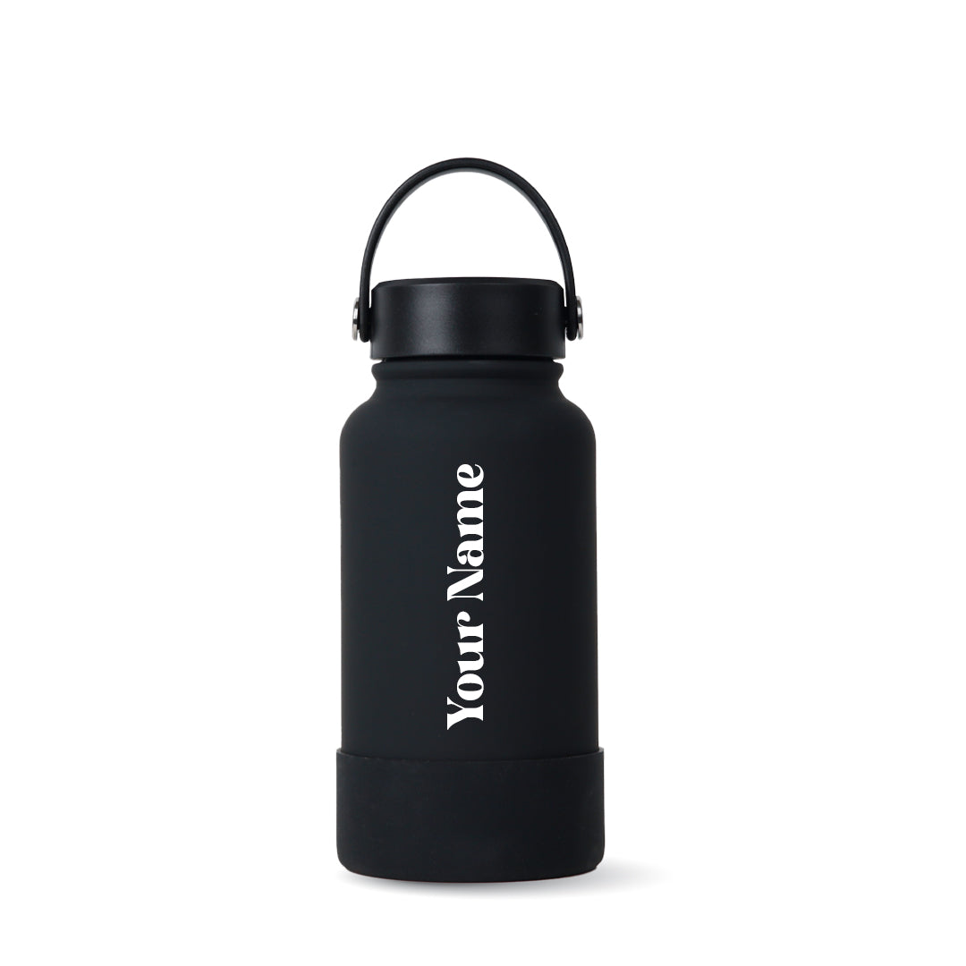 Black Omi Thermos Bottle - Vertical Font