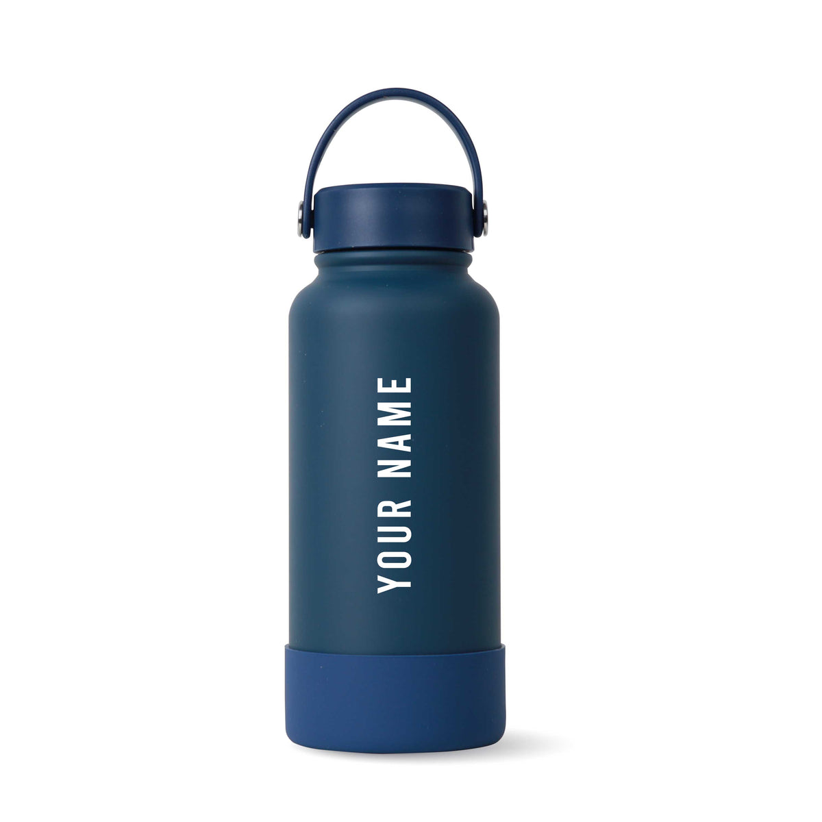 Navy Omi Thermos Bottle - Vertical Font
