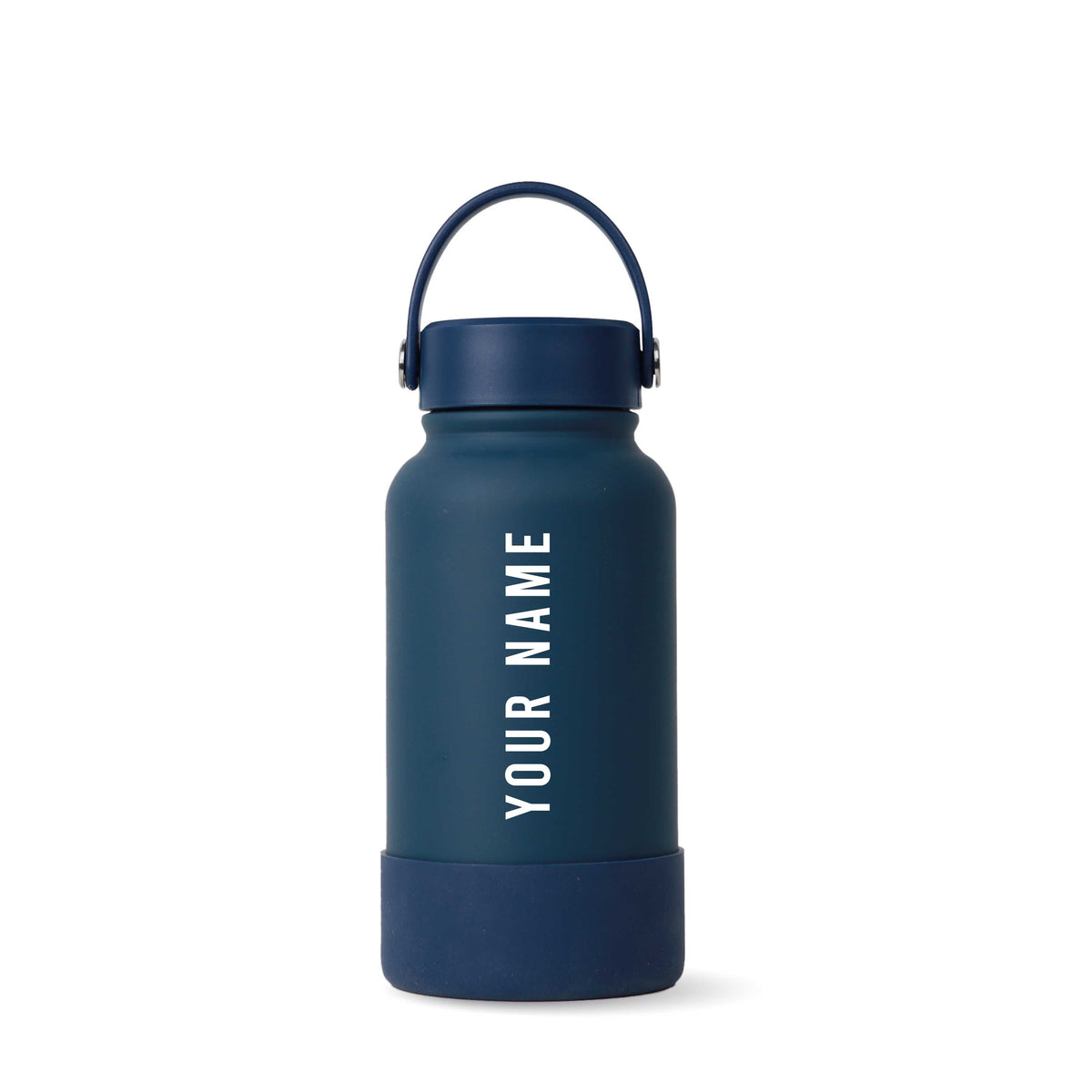 Navy Omi Thermos Bottle - Vertical Font