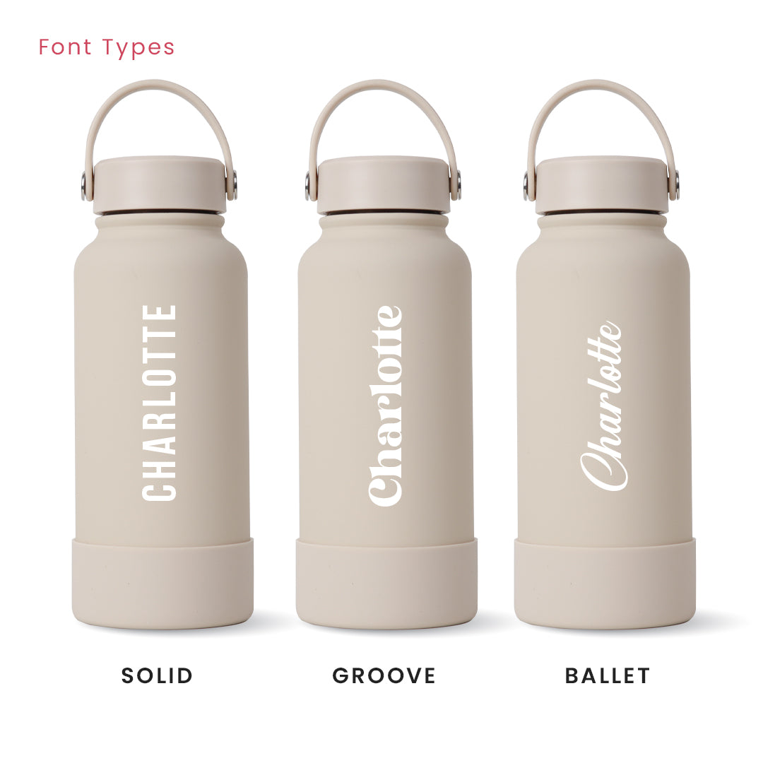 Beige Omi Thermos Bottle - Vertical Font