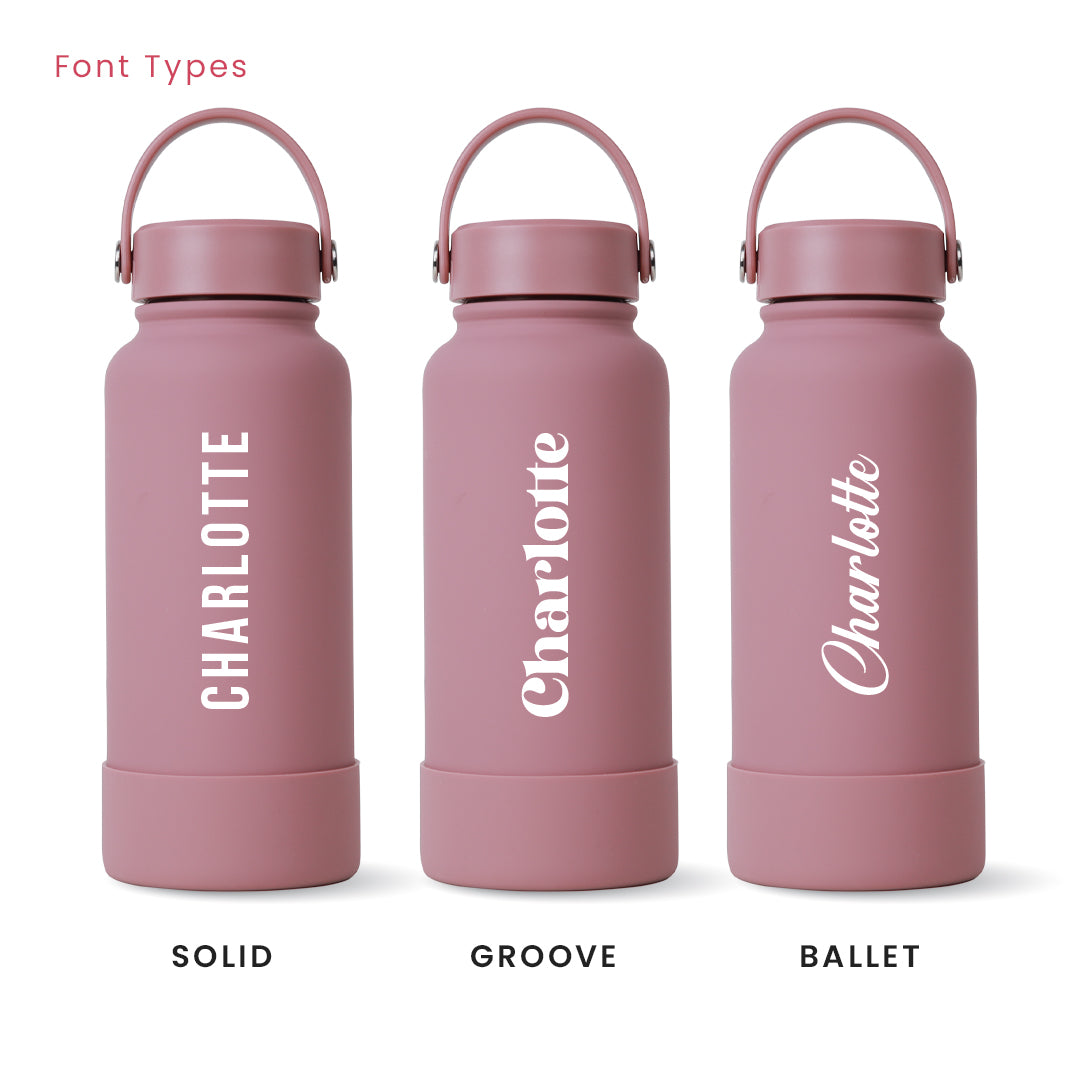Dusty Pink Omi Thermos Bottle - Vertical Font