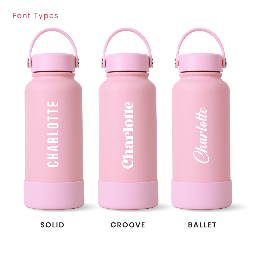 Pink Omi Thermos Bottle - Vertical Font