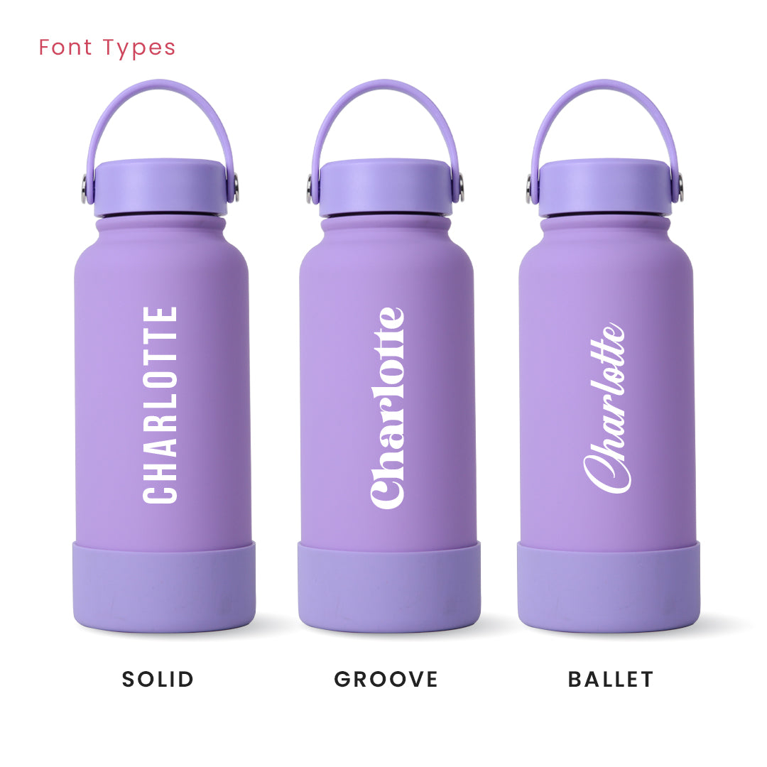 Purple Omi Thermos Bottle - Vertical Font