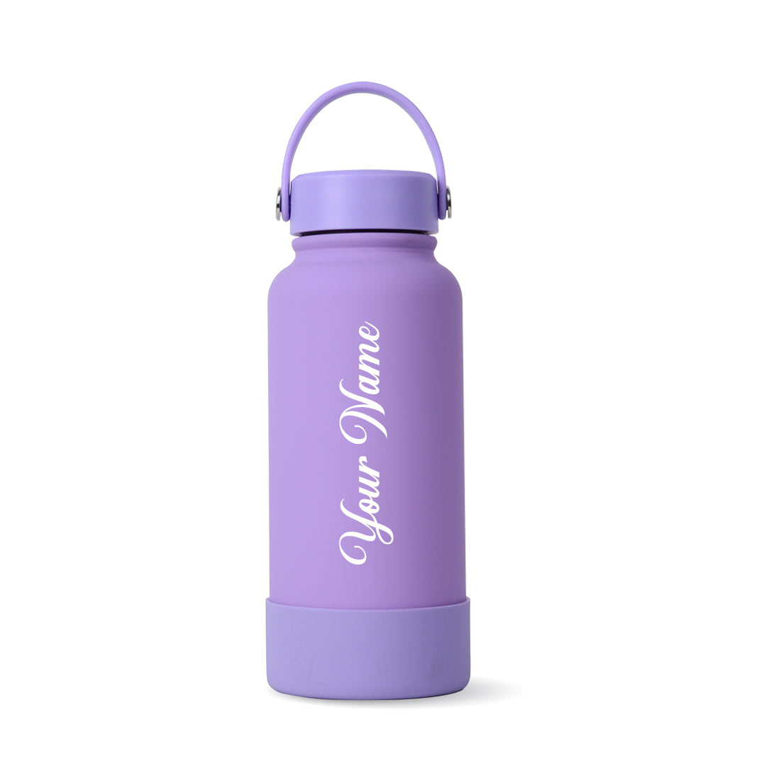 Purple Omi Thermos Bottle - Vertical Font