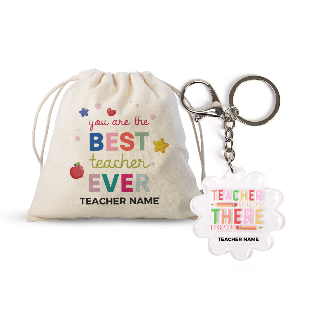 Teacher i'll Be There For Sure Acrylic Keychain and Satchel Bundle