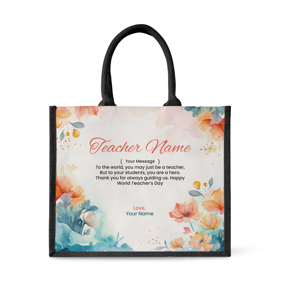 Watercolour Flower Series 1 - Jute Tote Bag