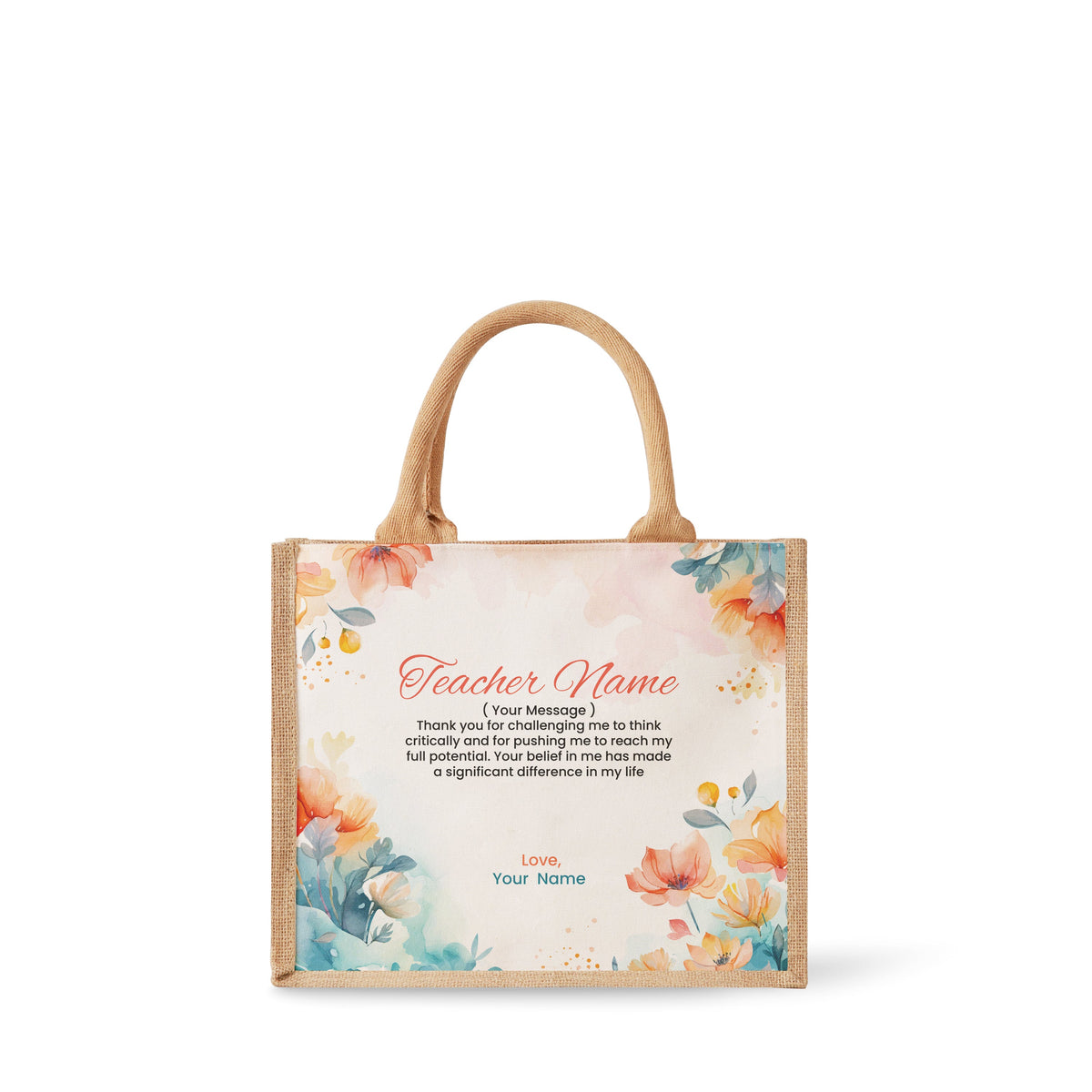 Watercolour Flower Series 1 - Jute Tote Bag
