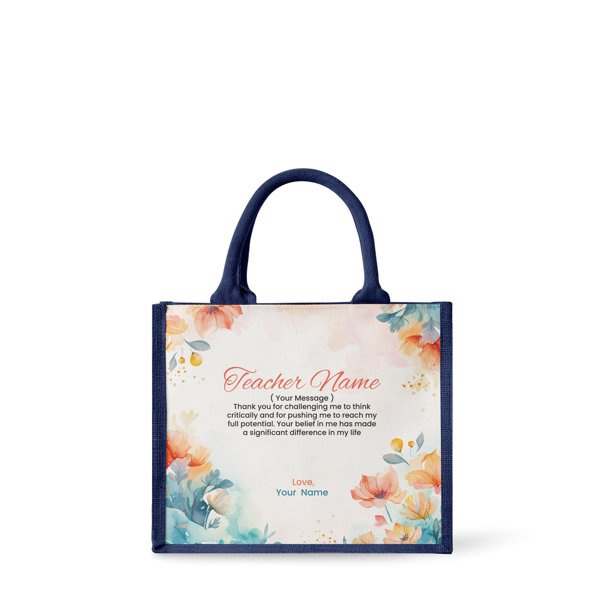 Watercolour Flower Series 1 - Jute Tote Bag