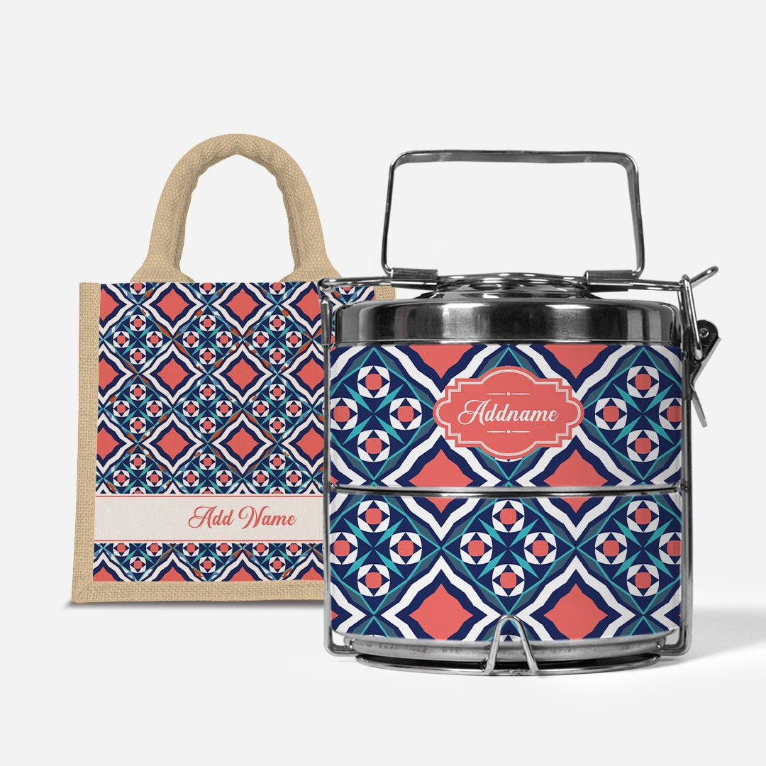 Moroccan Series - Chihab  - Lunch Tote Bag with Two-Tier Tiffin Carrier