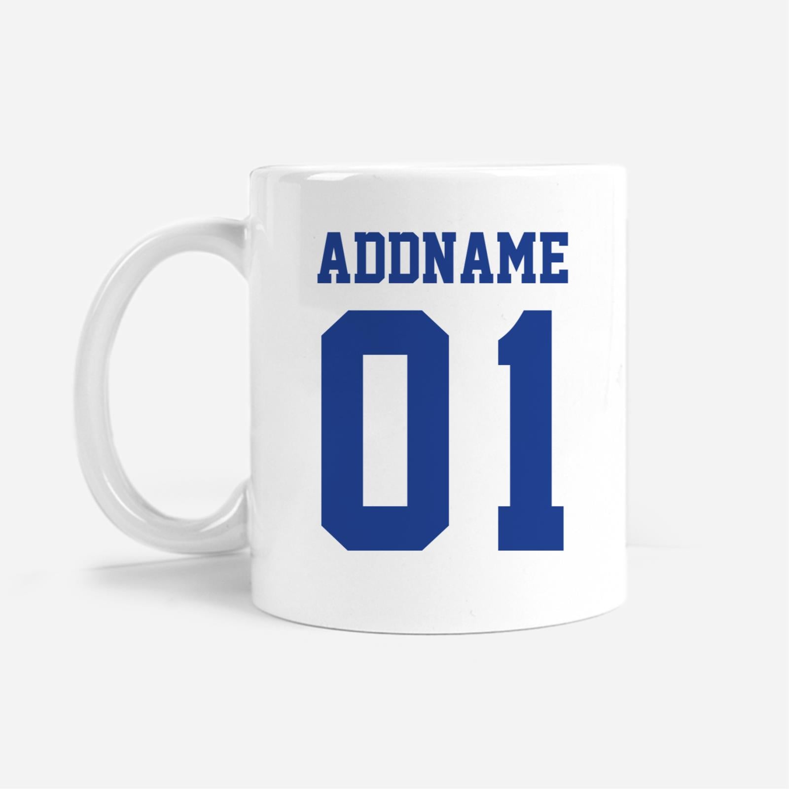 Chelsea Football Fan Mug Personalizable with Name and Number