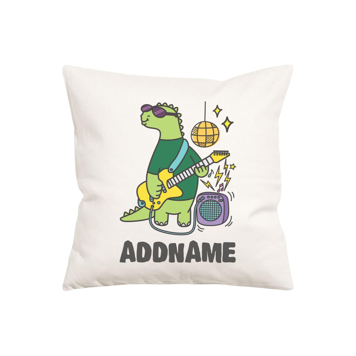 Super Cute Dinosaur Cool Guitarist Pillow Cushion