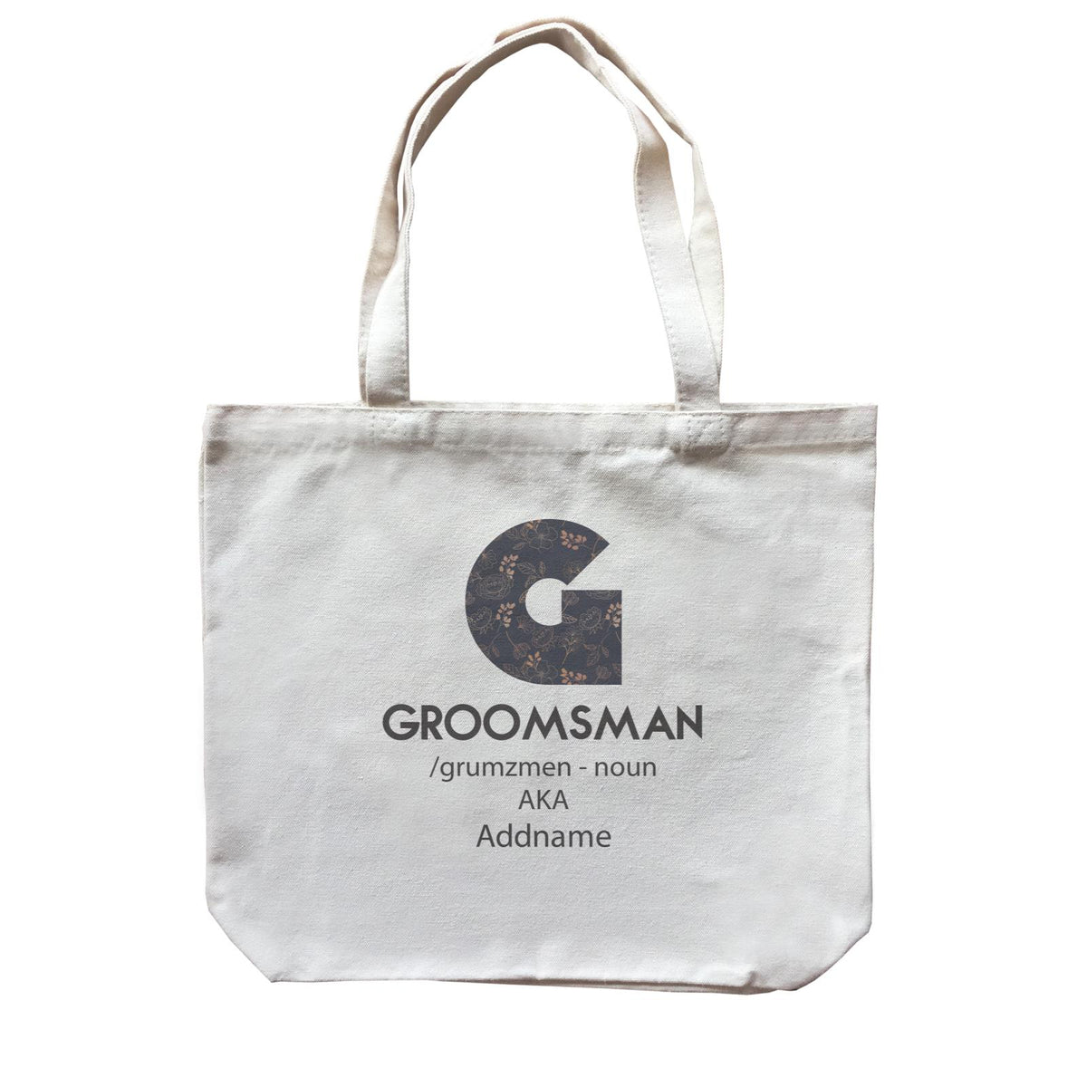 Wedding Troop Western B Floral Pattern Groomsman Addname Canvas Bag