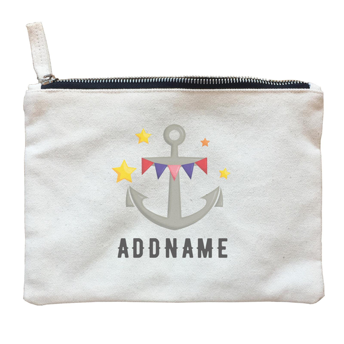 Birthday Sailor Anchor Addname Zipper Pouch