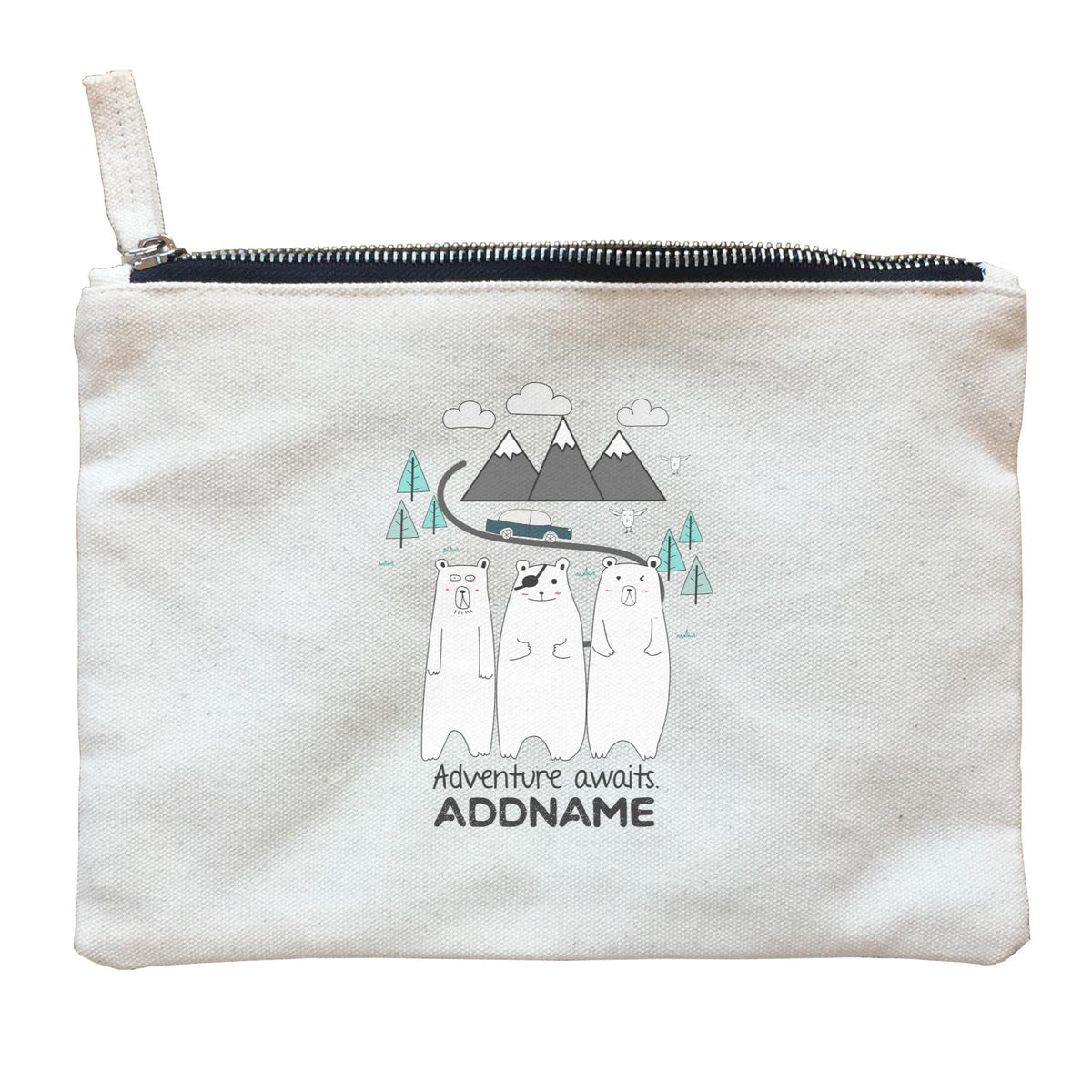 Cute Animals And Friends Series Adventure Awaits Bears Group Addname Zipper Pouch