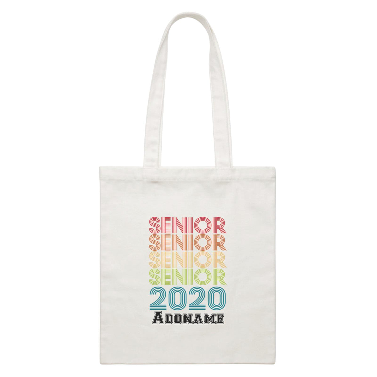 Graduation Series Senior in Rainbow Colors White Canvas Bag