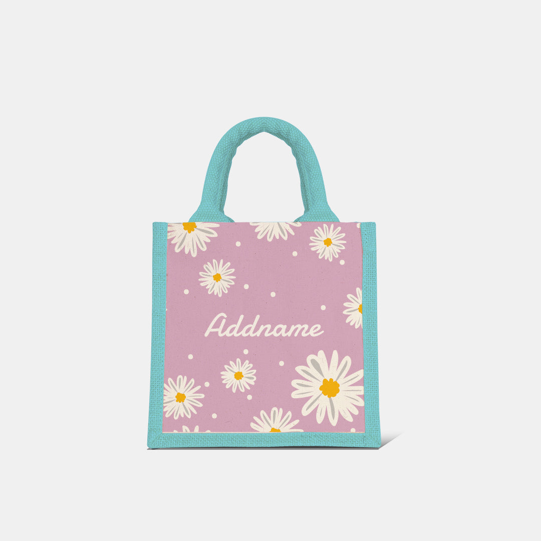 Daisy Series Half Lining Lunch Bag - Blush Light Blue
