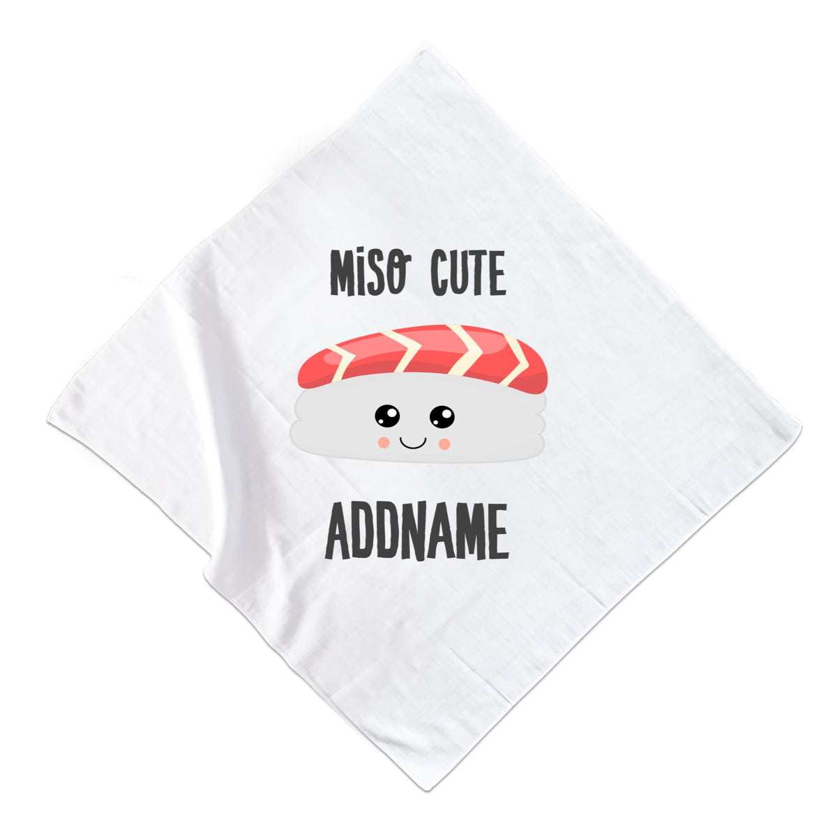 Miso Cute Tuna Sushi Addname Muslin Muslin Square