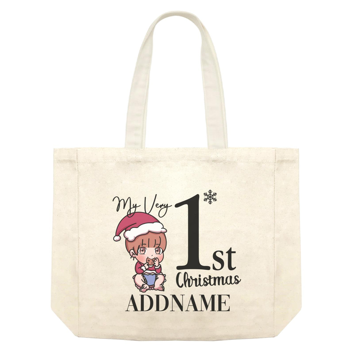 Xmas Christmas Chibi Family My Very 1st Christmas Baby Girl Eating Cookie Shopping Bag