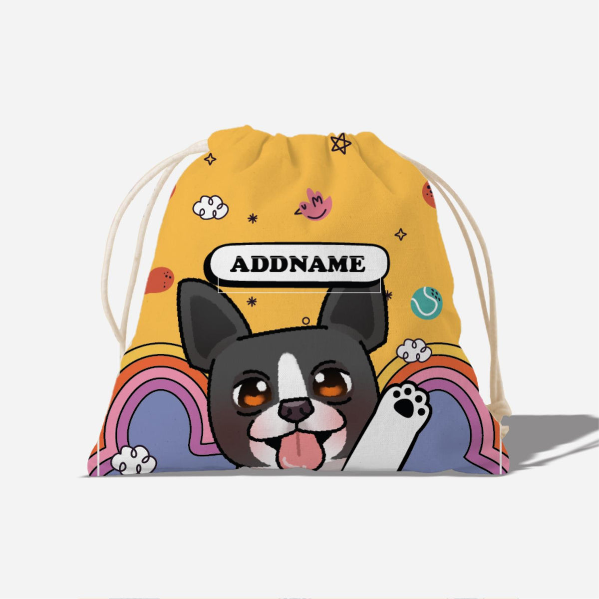 Paw Print Series Full Print Satchel - Black and White Boston Terrier