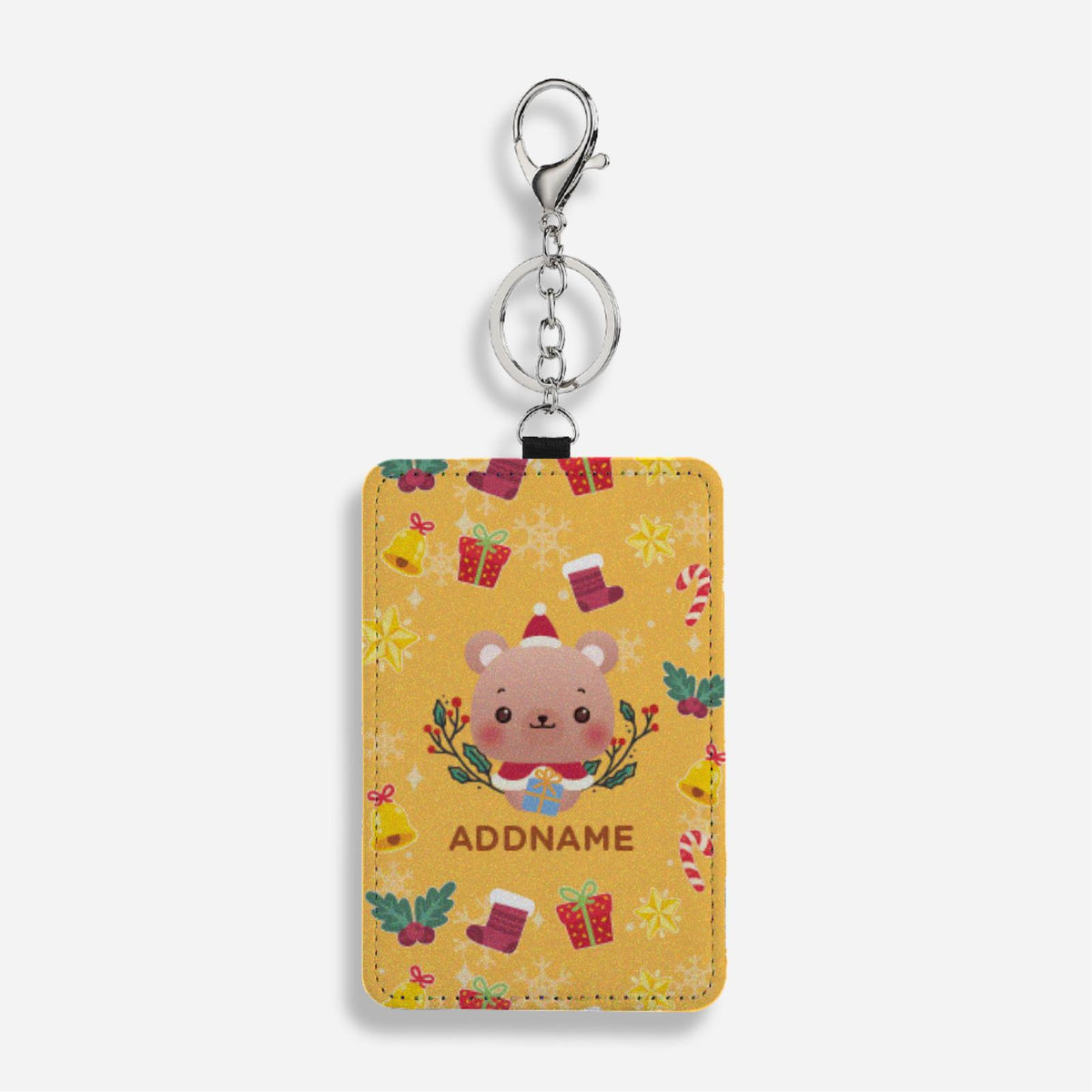 Christmas Cute Animal Series Cardholder With Keyring - Bear