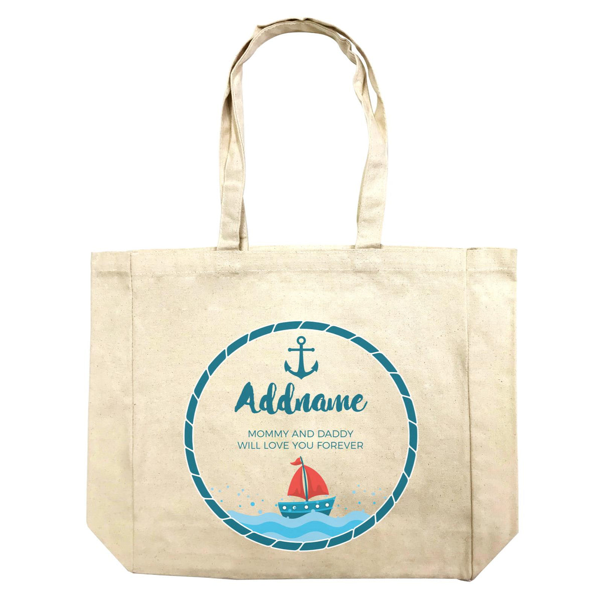 Sailor Emblem with Boat Personalizable with Name and Text Shopping Bag