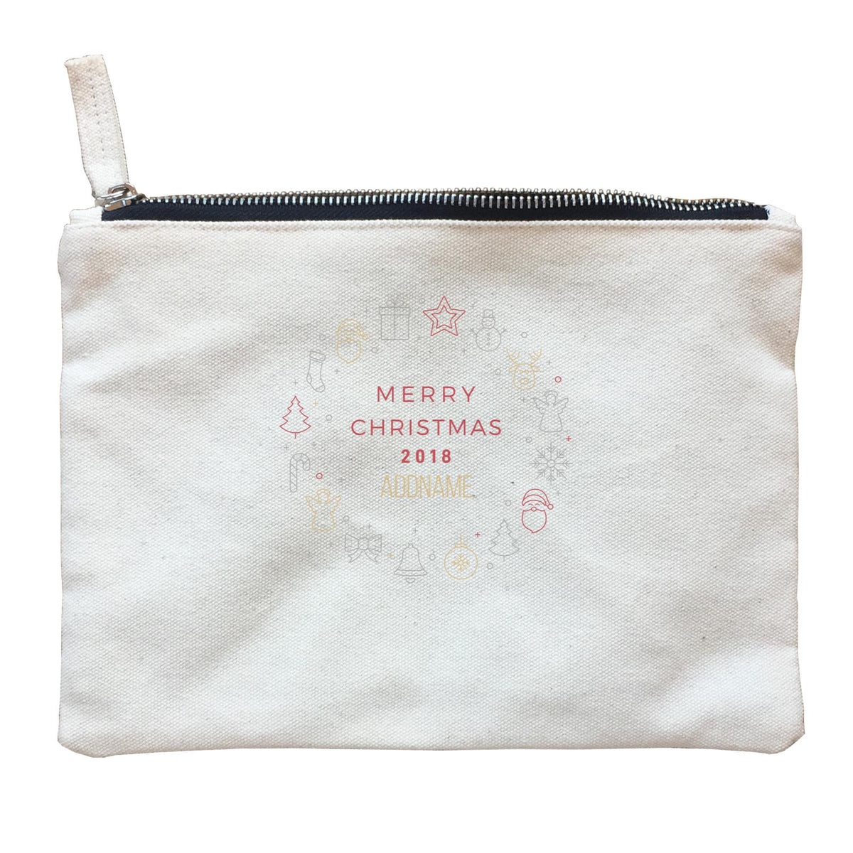 Christmas Minimalist Frame 2018 Addname Zipper Pouch