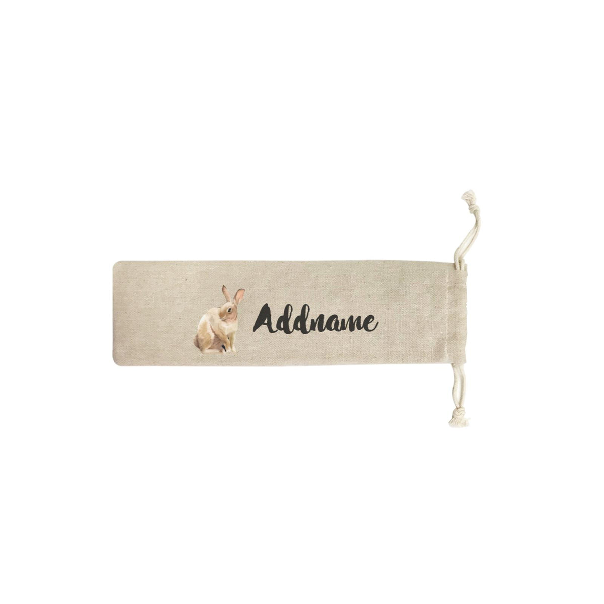 Watercolour Animal Sweet Light Brown Rabbit Addname SB Straw Pouch (No Straws included)