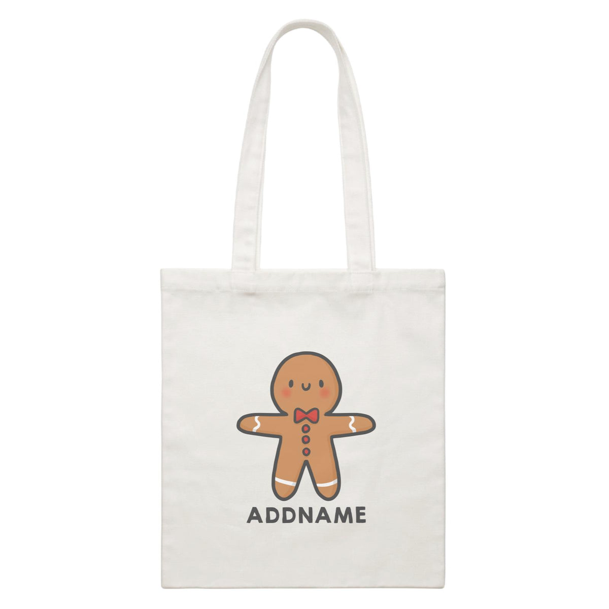 Xmas Cute Gingerbread Man Addname White Canvas Bag