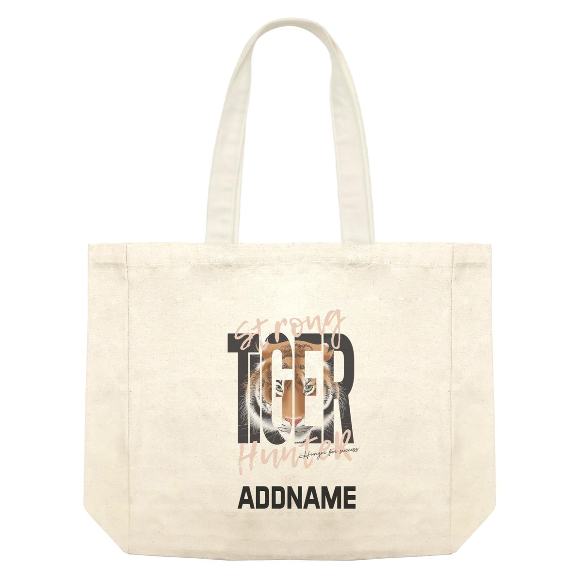 Funny Hand Drawn Animals Strong Tiger Hunter With Addname Shopping Bag