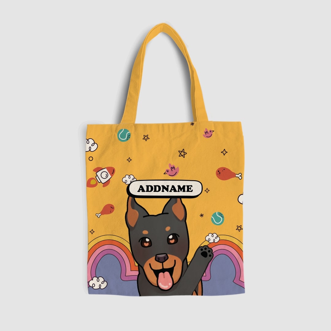 Paw Print Series Full Print Tote Bag - Doberman