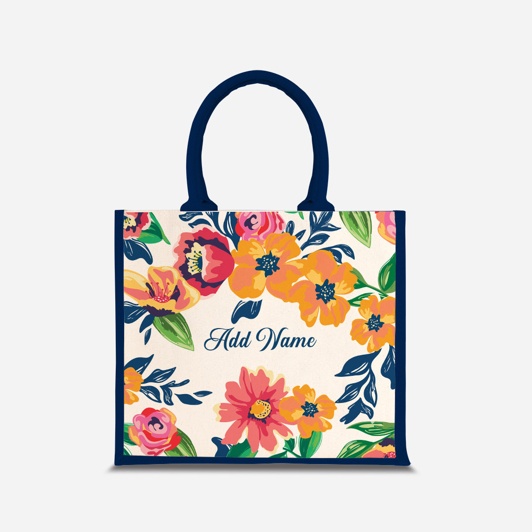 Deborah Series Half Lining Jute Bag - Celeste Navy