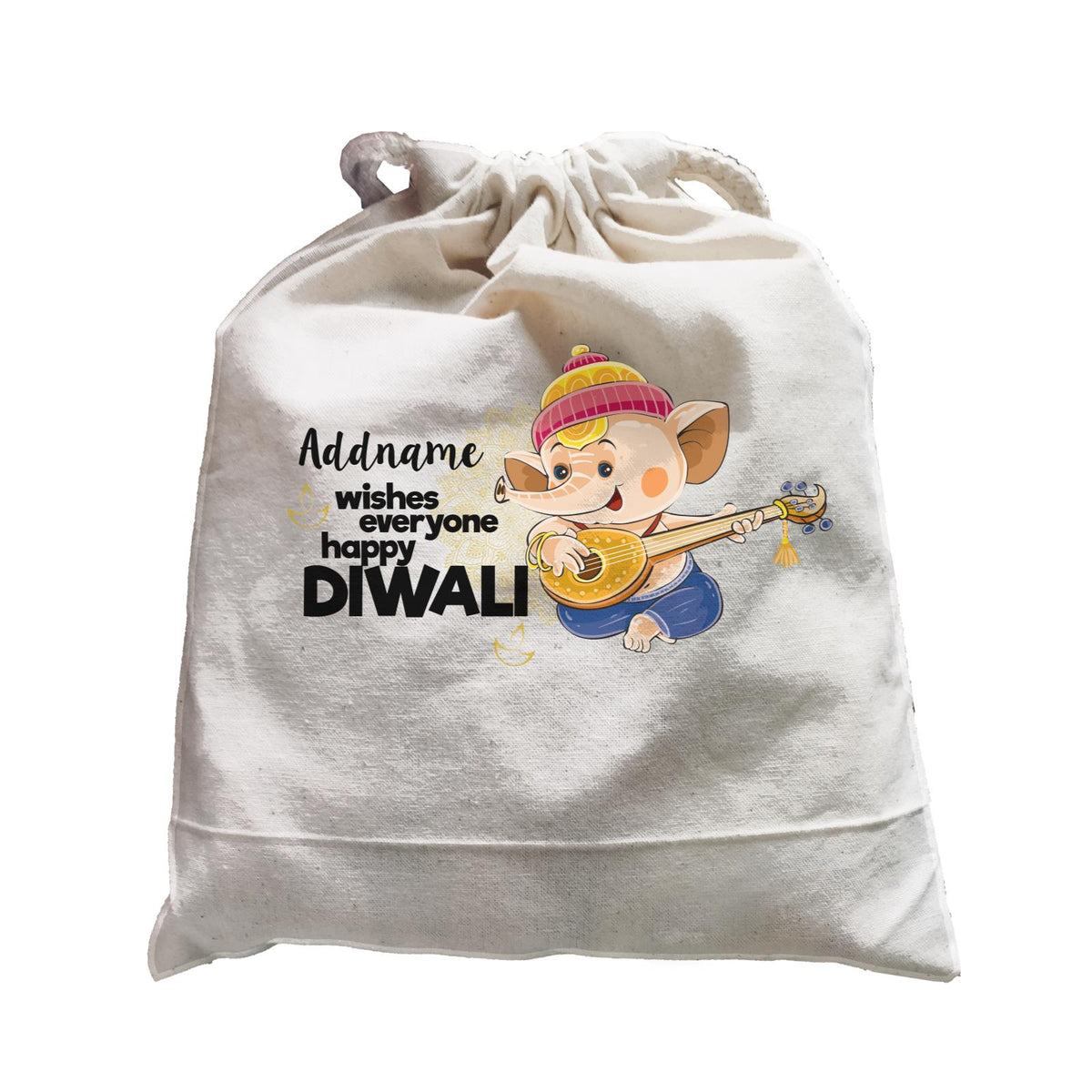 Cute Ganesha Addname Wishes Everyone Happy Diwali Satchel