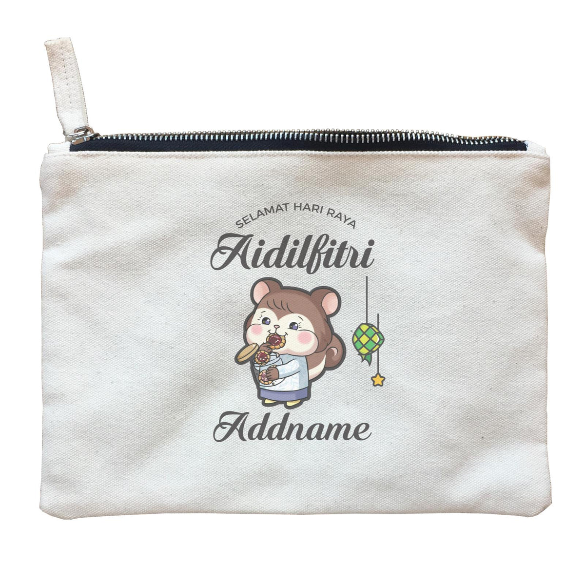 Raya Cute Animals Sister Squirrel Wishes Selamat Hari Raya Aidilfitri Zipper Pouch