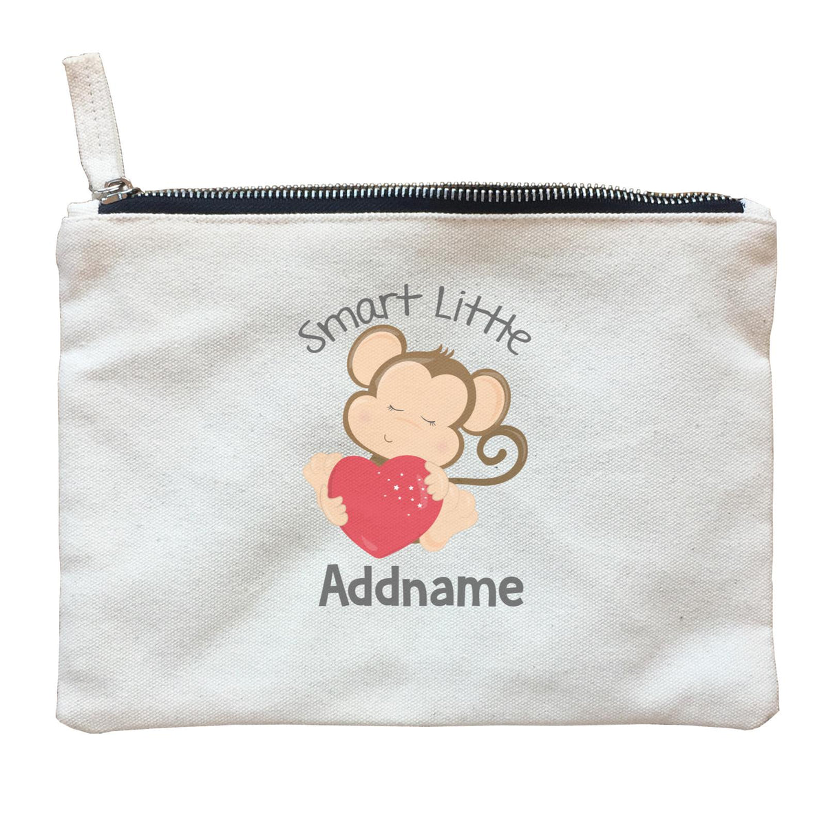 Animal Hearts Smart Little Monkey Addname Zipper Pouch