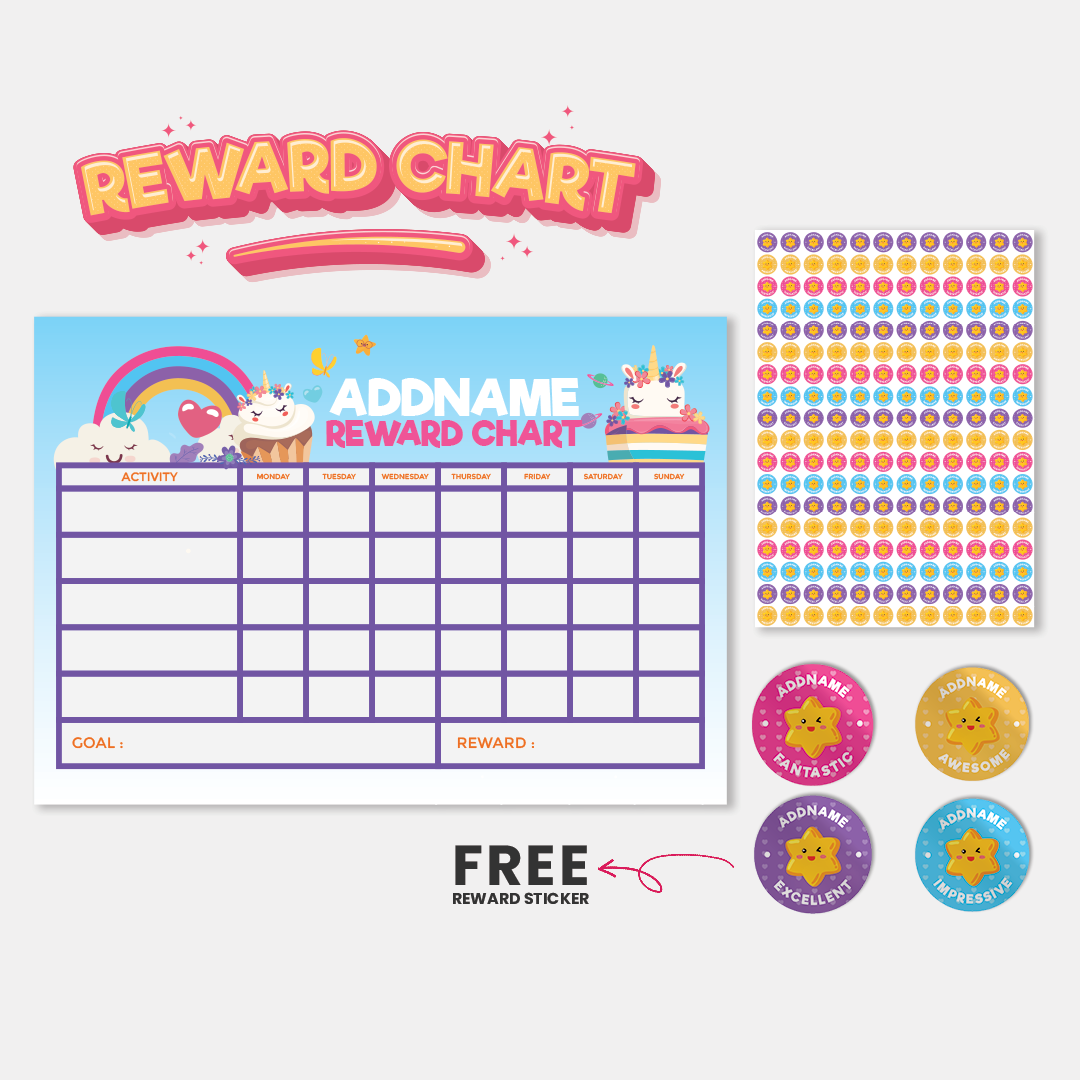 Kids Essentials - Kids Planner With Reward Sticker Unicorn With Donut