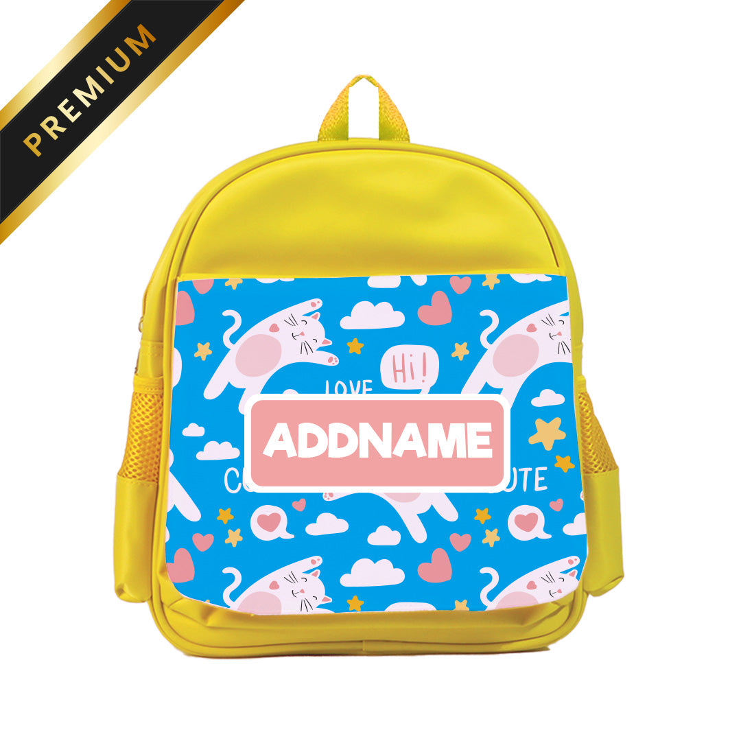 Cute Cat Yellow Premium Kiddies Bag