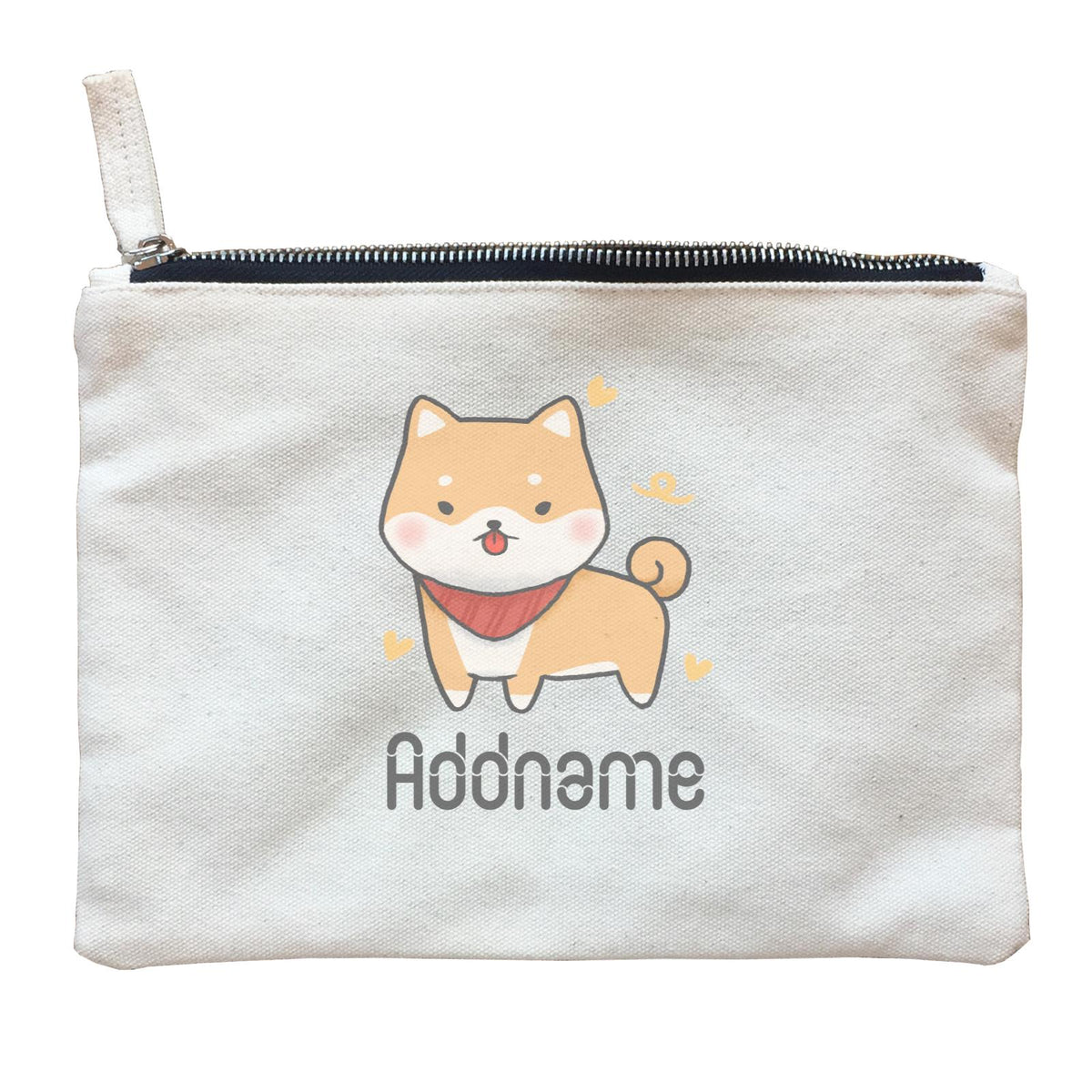 Cute Hand Drawn Style Shiba Inu Addname Zipper Pouch