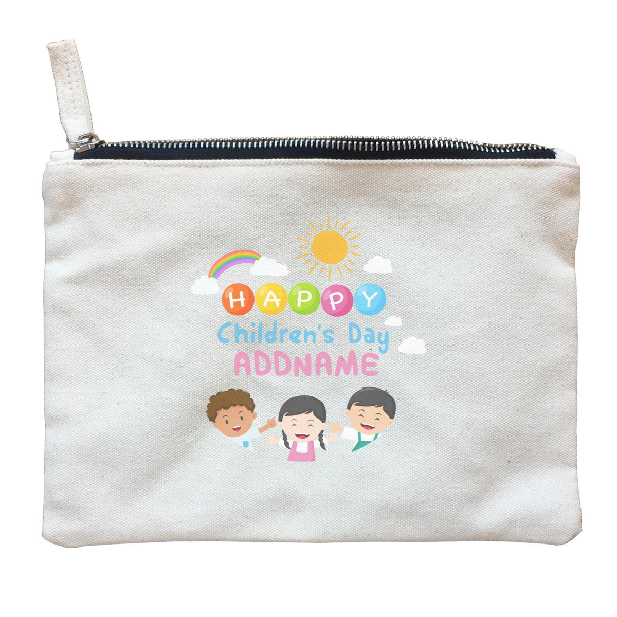 Children's Day Gift Series Happy Children's Day Three Children Addname Zipper Pouch