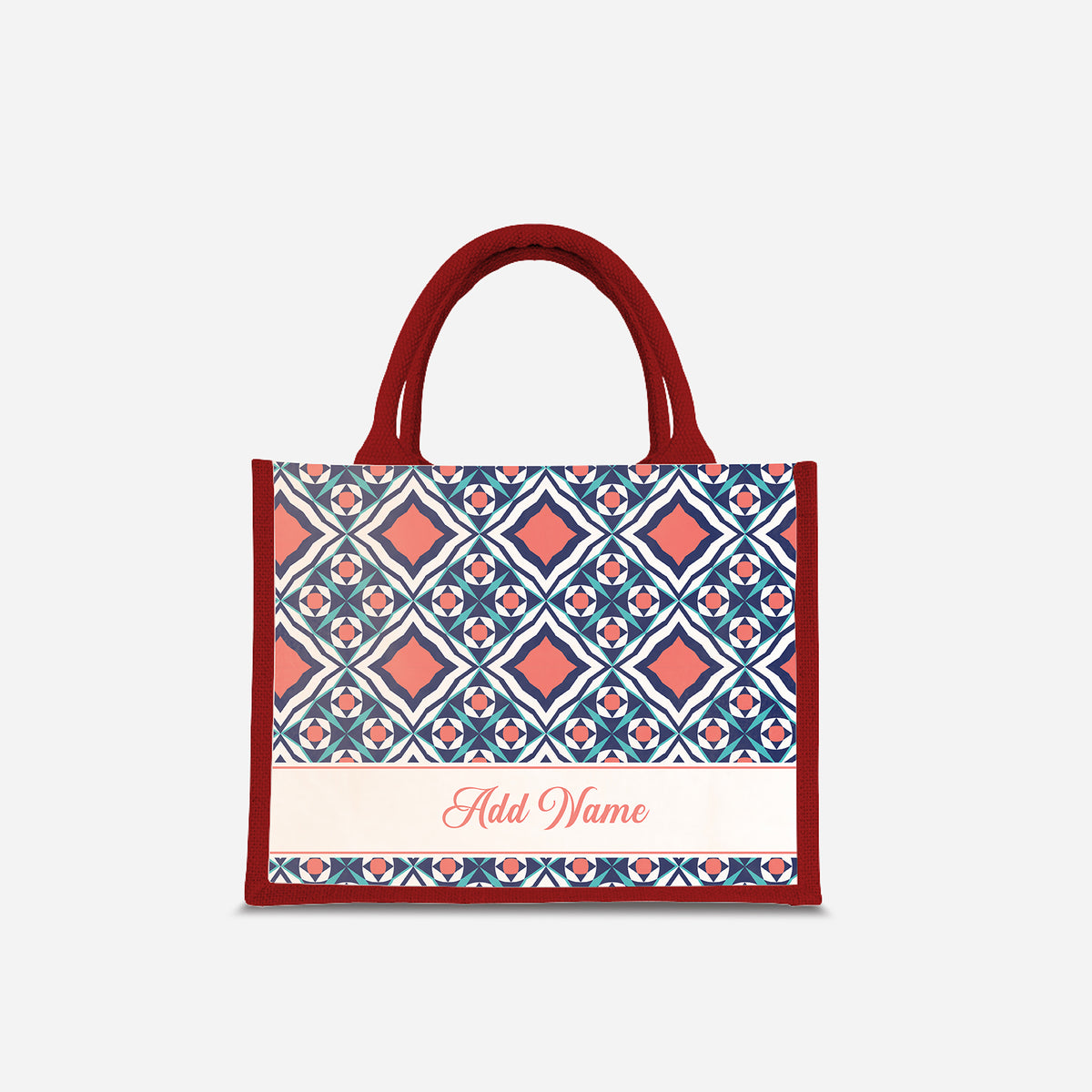 Moroccan Series Half Lining Small Jute Bag - Chihab Red