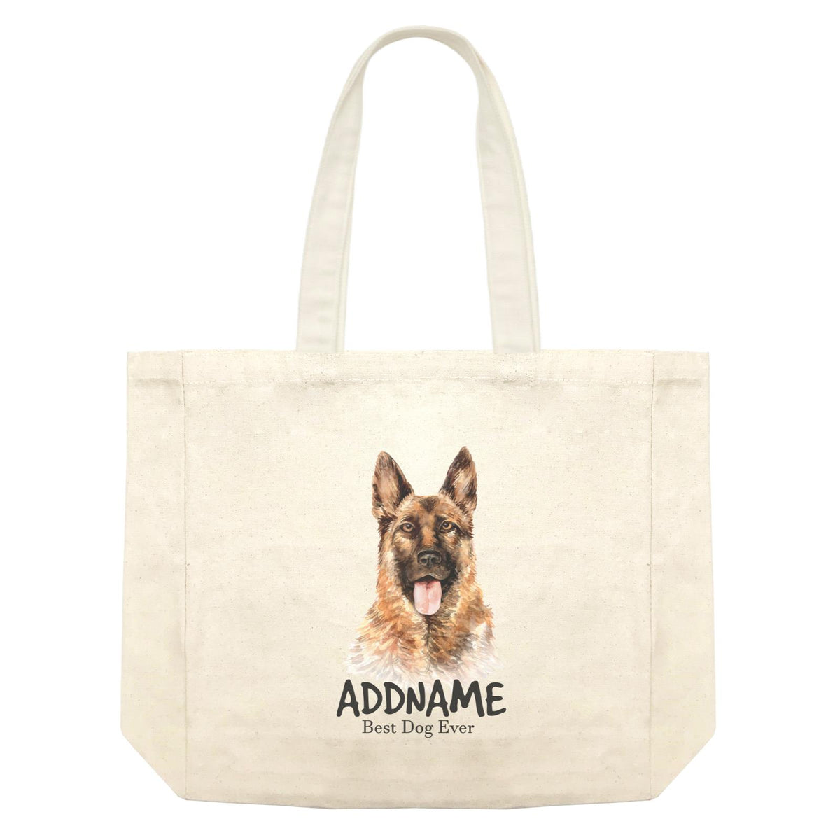 Watercolor Dog German Shepherd Smile Best Dog Ever Addname Shopping Bag