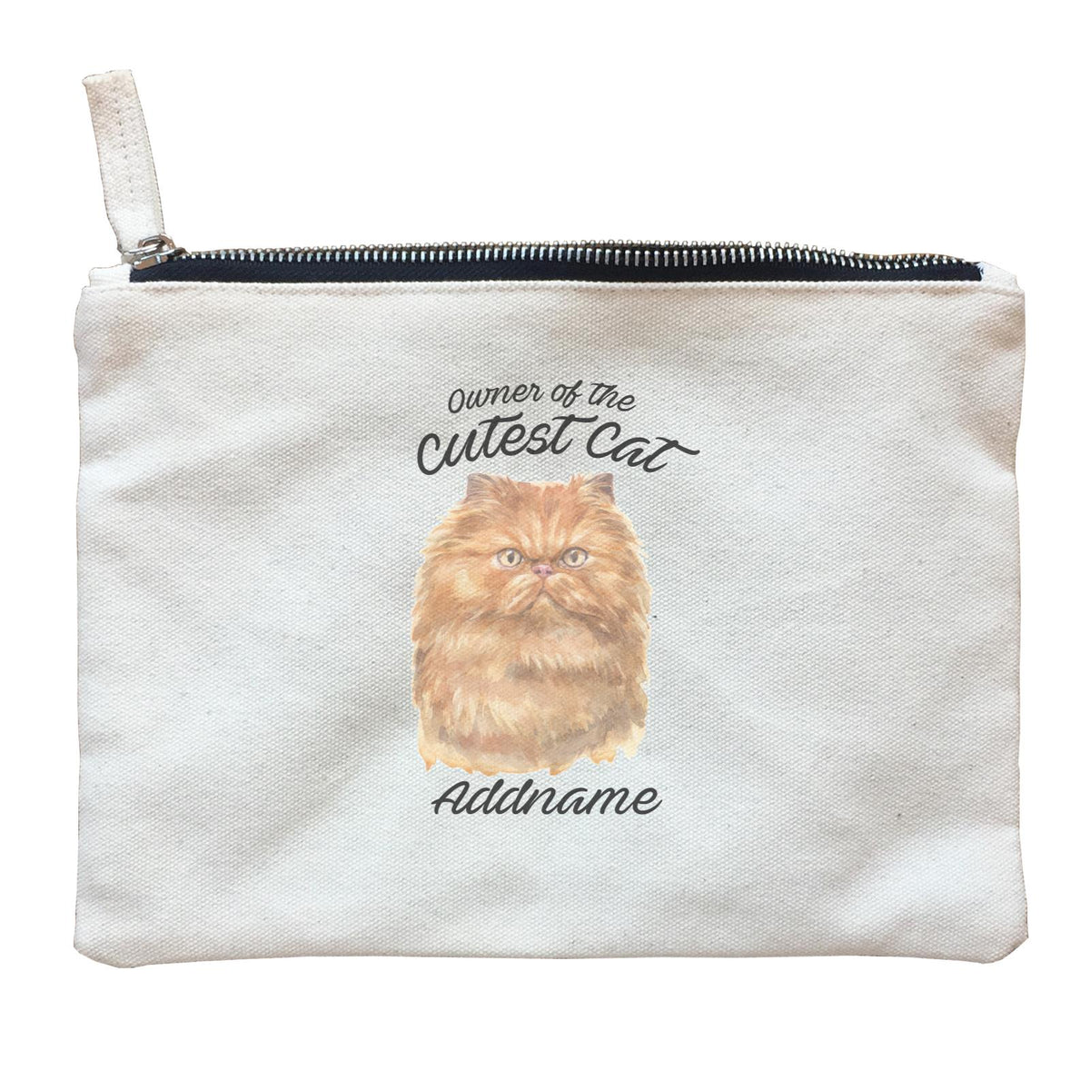 Watercolor Owner Of The Cutest Cat Persian Brown Addname Zipper Pouch