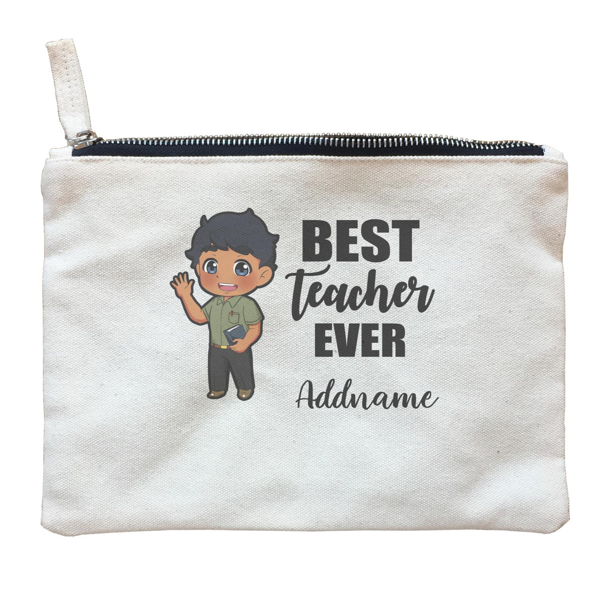 Chibi Teachers Indian Man Best Teacher Ever Addname Zipper Pouch