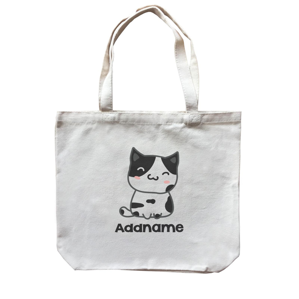 Drawn Adorable Cats Black & White Addname Canvas Bag