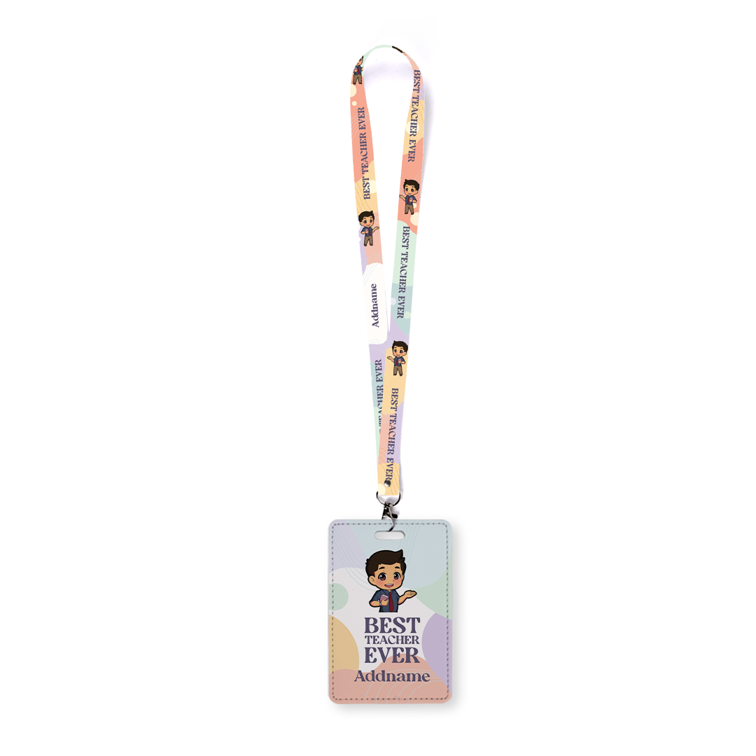 Chibi Best Teacher Ever Pastel Melody - Lanyard and Cardholder