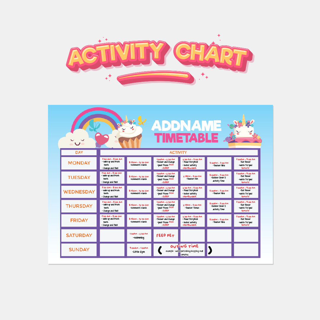 Kiddies Essentials - Kids Time Table Unicorn With Donut