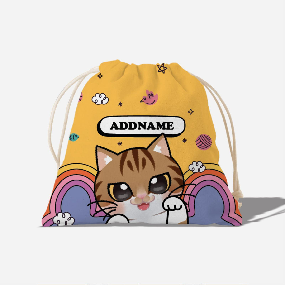 Paw Print Series Full Print Satchel - Brown Tabby Cat