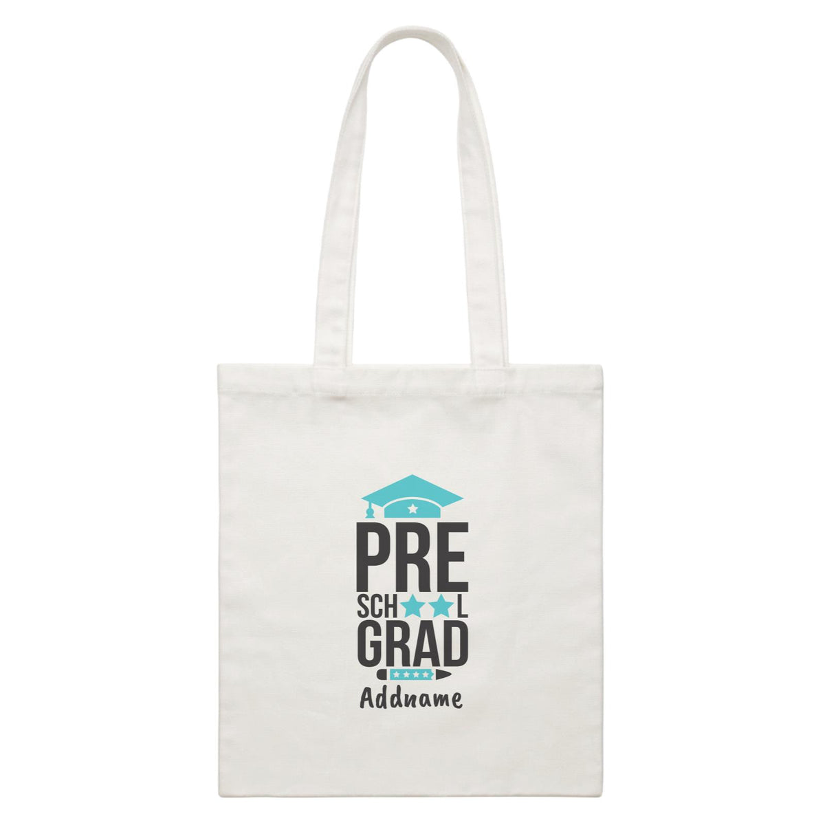 Graduation Series Pre-School Grad Blue Stars White Canvas Bag