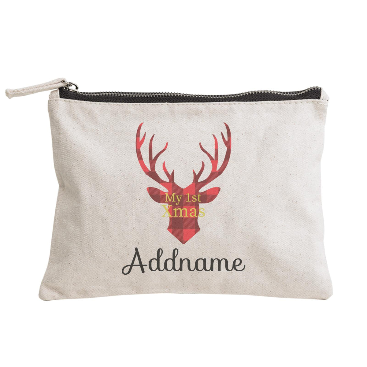 Christmas Series Reindeer Check Pattern My 1st Christmas Zipper Pouch