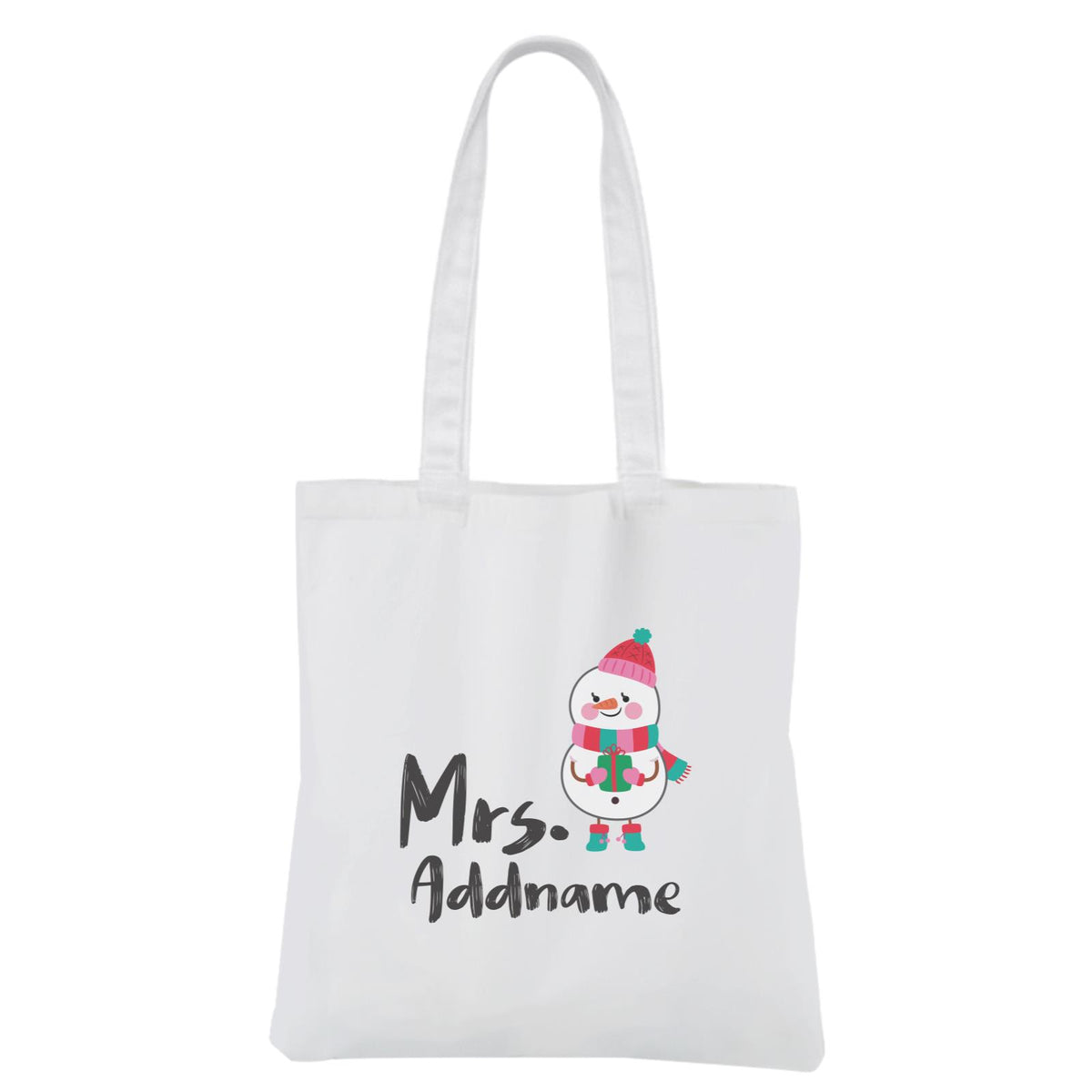 Christmas Series Mrs. Snowman White Canvas Bag