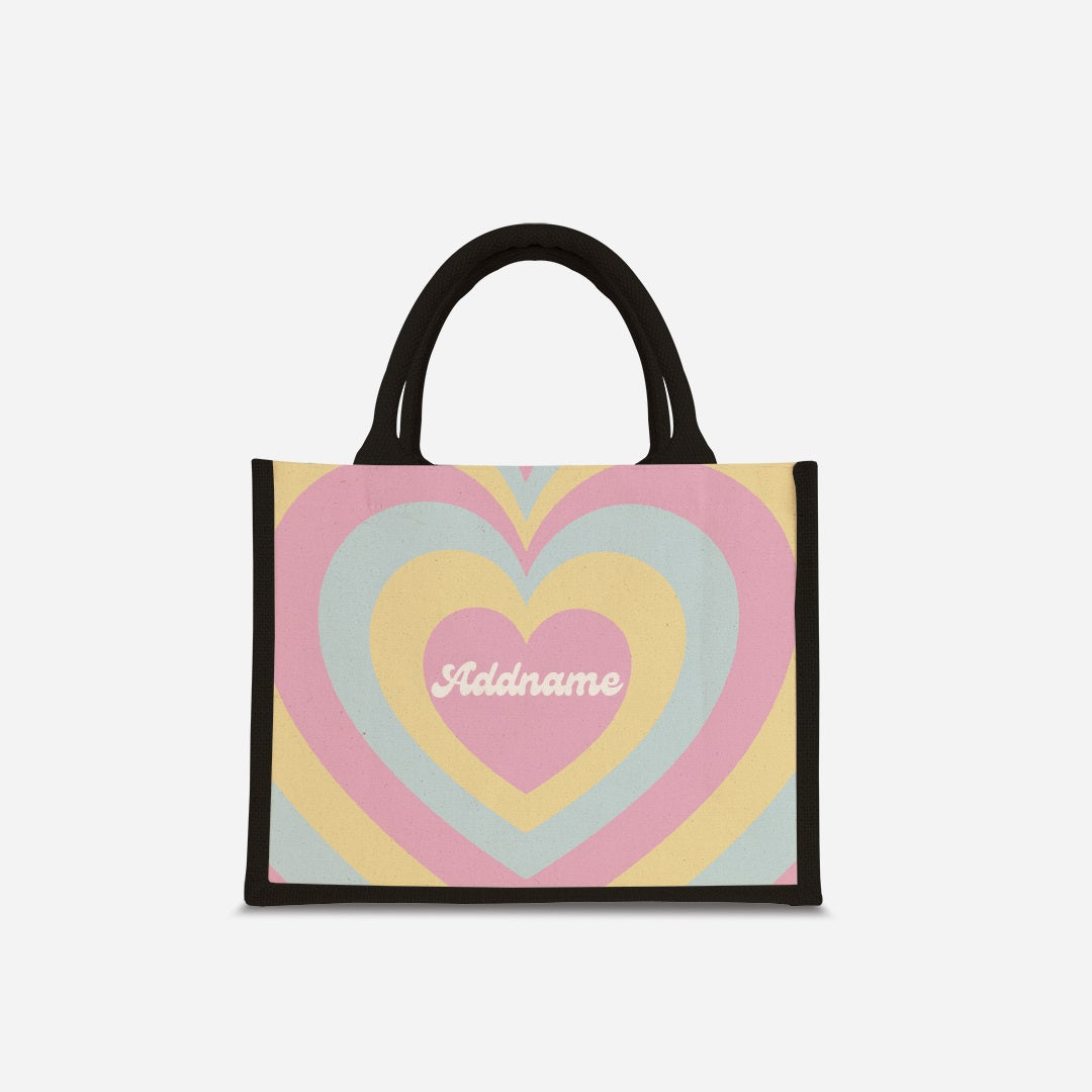 Affection Series Half Lining Small Jute Bag - Bubblegum Black